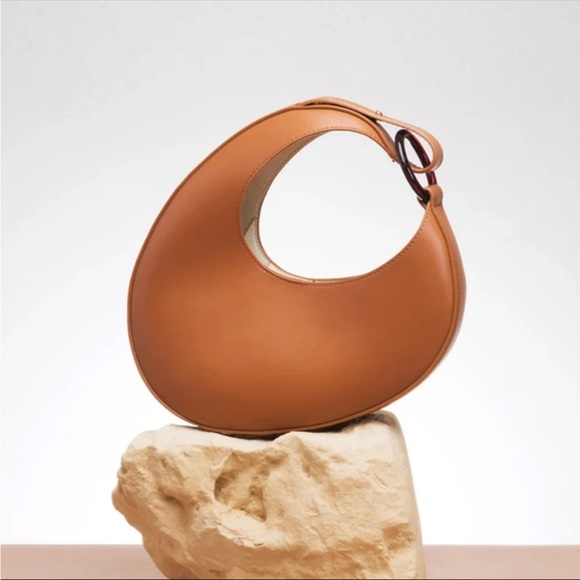 New Retro designer half moon tote bag | brown tan - Picture 14 of 16